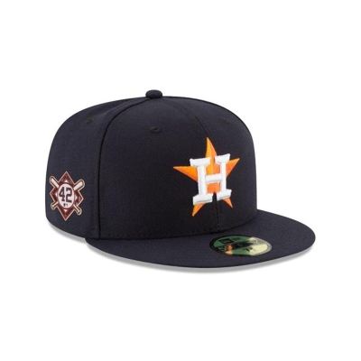 Blue Houston Astros Hat - New Era MLB Jackie Robinson Day 59FIFTY Fitted Caps USA4389021